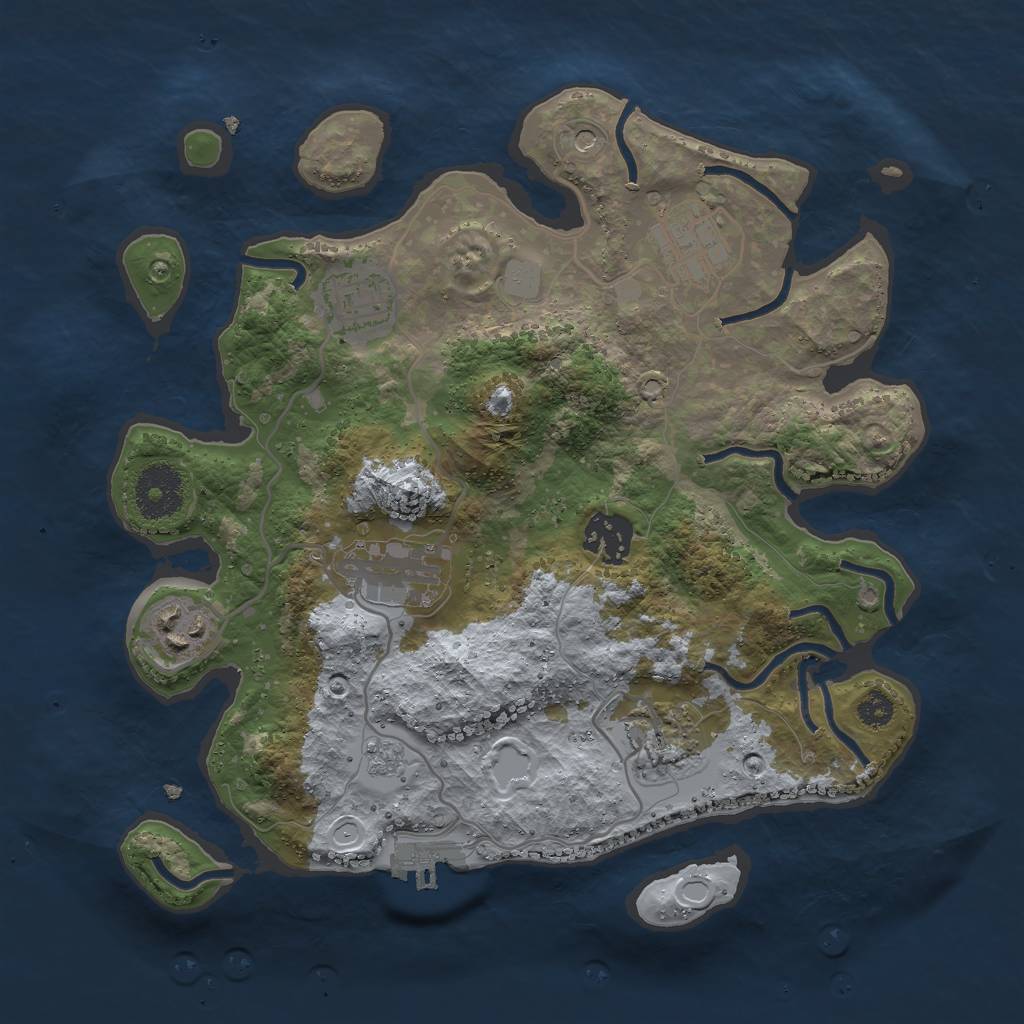 Rust Map: Procedural Map, Size: 3000, Seed: 1100333135, 12 Monuments