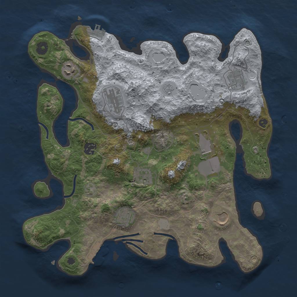 Rust Map: Procedural Map, Size: 3500, Seed: 389730696, 15 Monuments