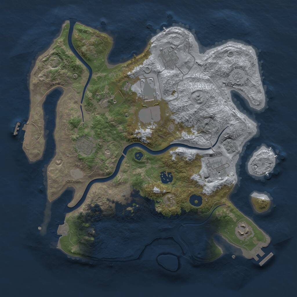 Rust Map: Procedural Map, Size: 3500, Seed: 668312, 15 Monuments