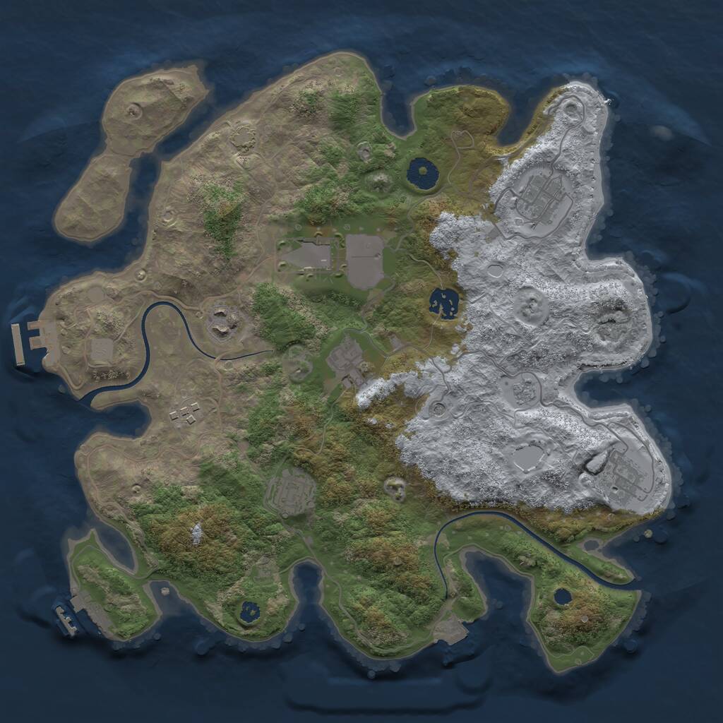 Rust Map: Procedural Map, Size: 3500, Seed: 972672132, 14 Monuments