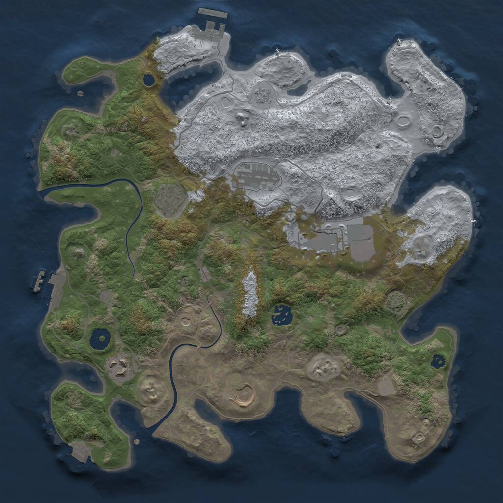 Rust Map: Procedural Map, Size: 3500, Seed: 872042048, 12 Monuments