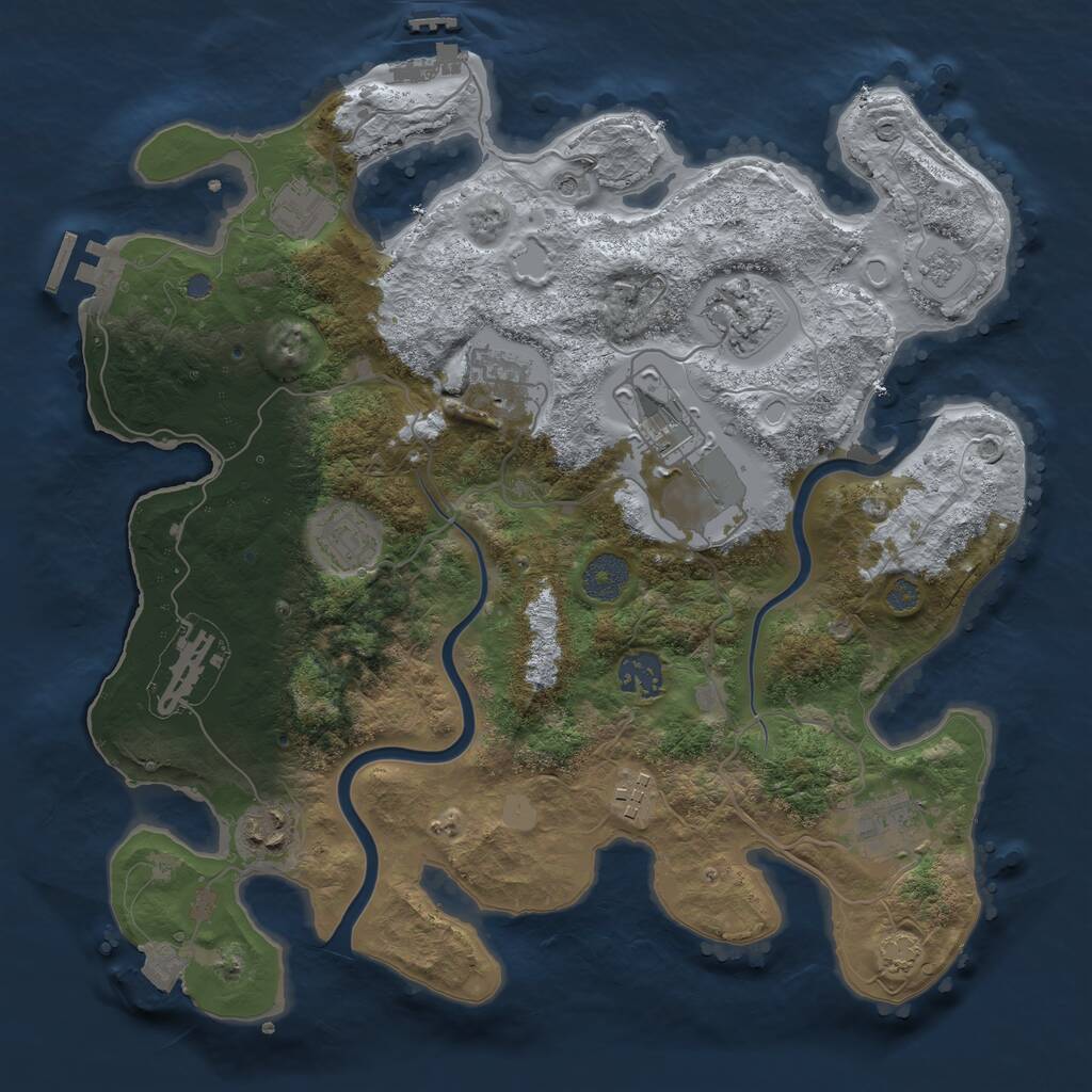 Rust Map: Procedural Map, Size: 3500, Seed: 872042048, 17 Monuments