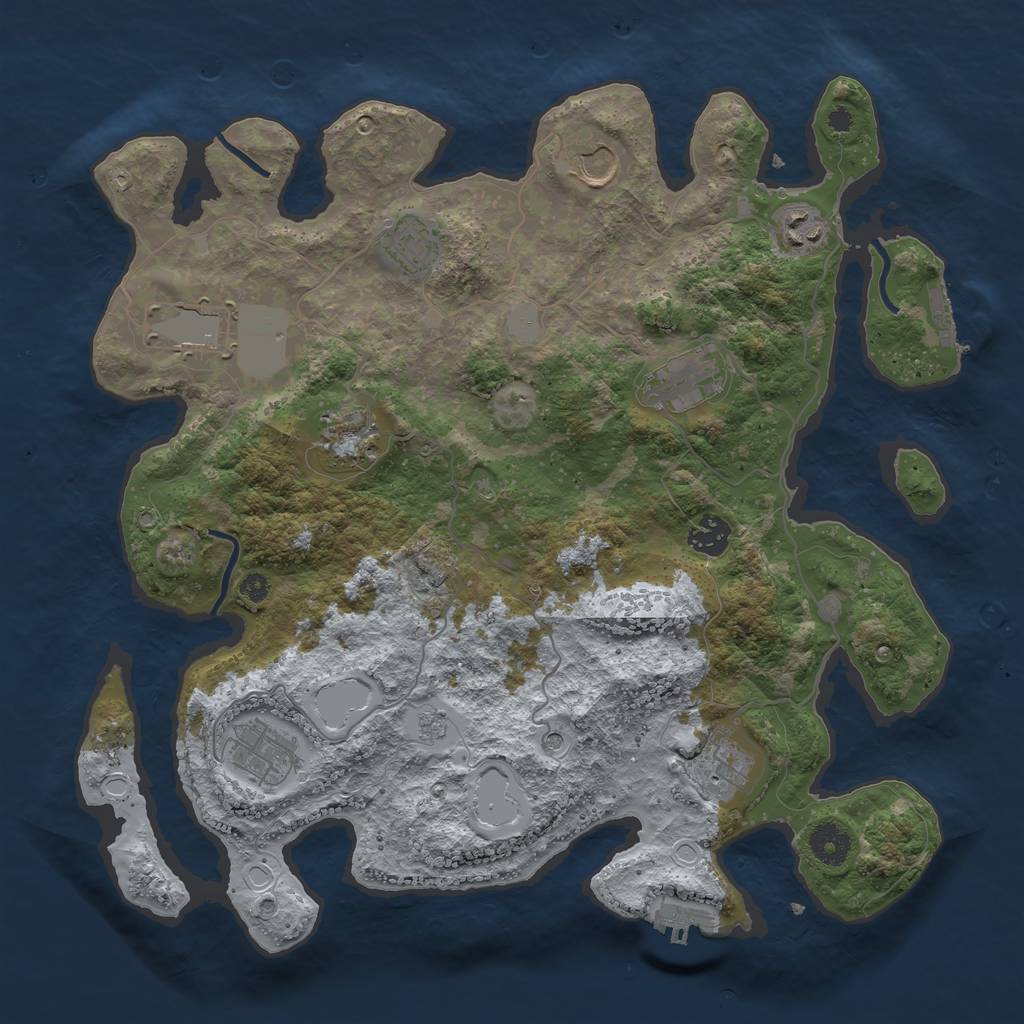 Rust Map: Procedural Map, Size: 3750, Seed: 236569618, 16 Monuments