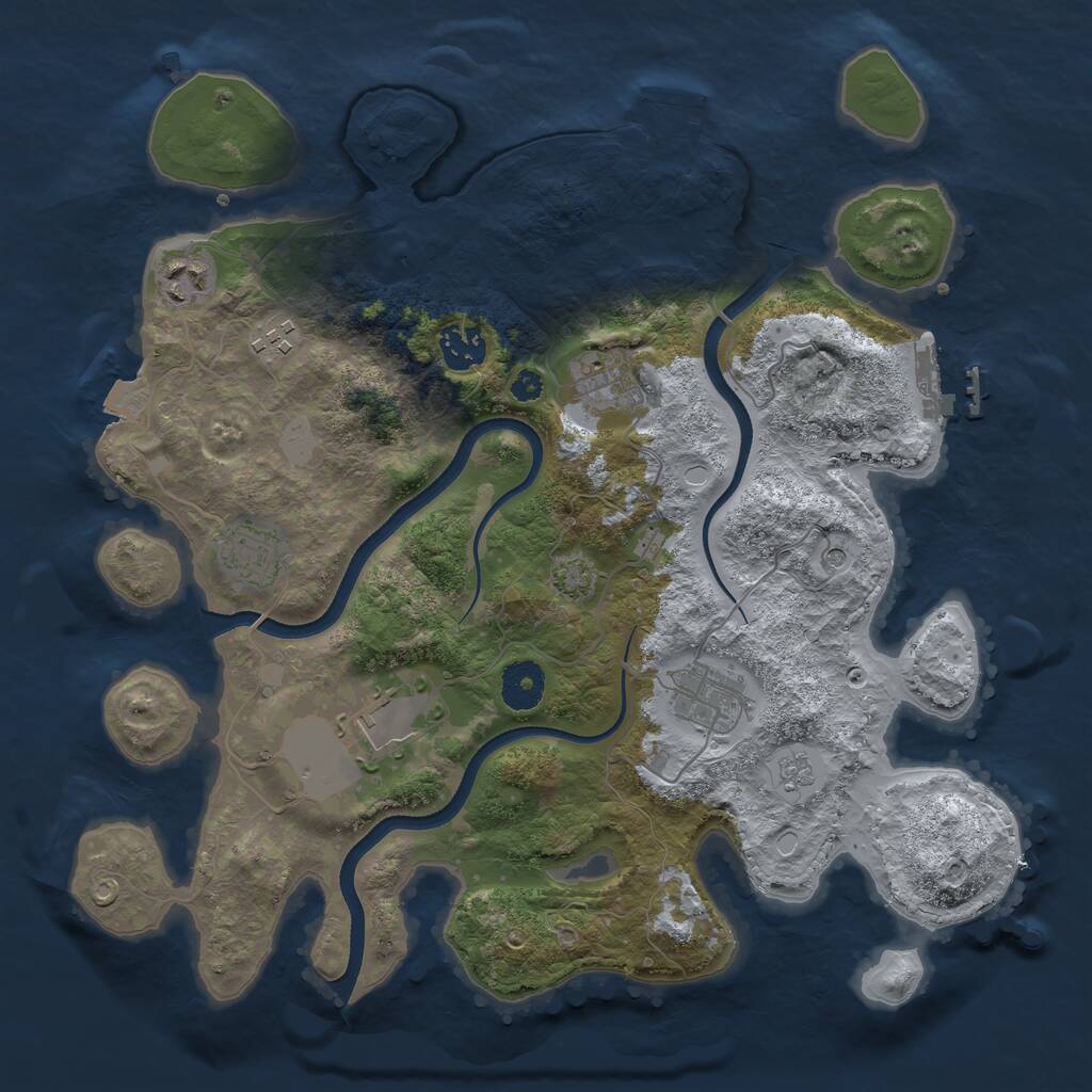 Rust Map: Procedural Map, Size: 3500, Seed: 512627612, 13 Monuments