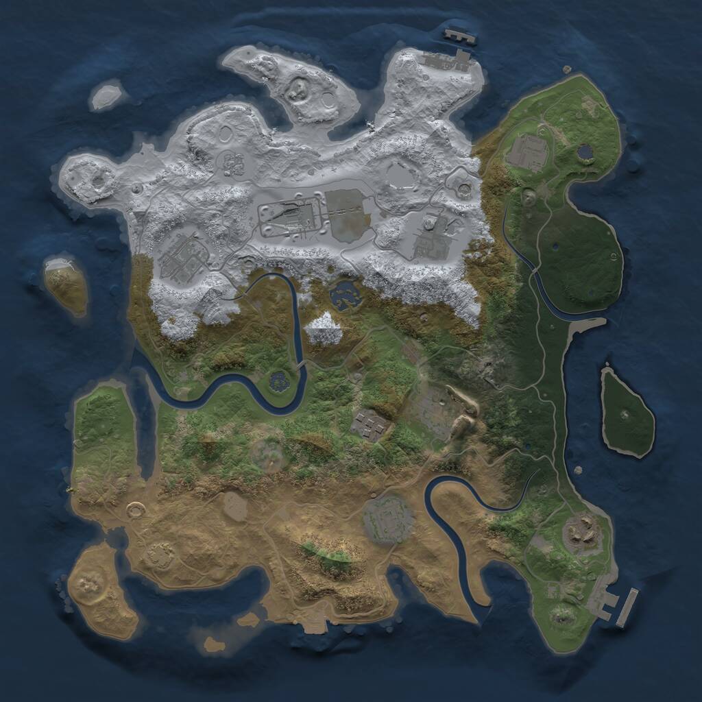 Rust Map: Procedural Map, Size: 3500, Seed: 122082867, 16 Monuments