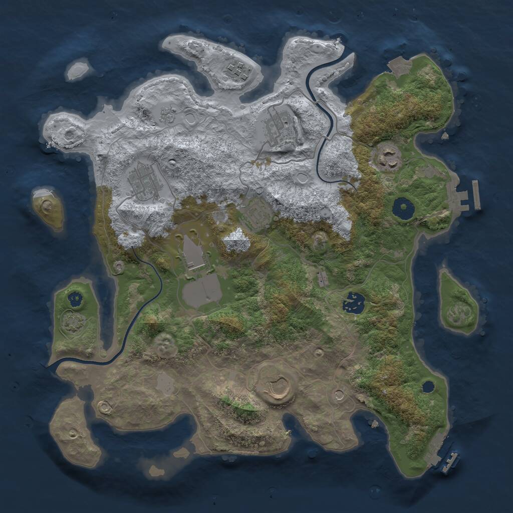 Rust Map: Procedural Map, Size: 3500, Seed: 122082867, 14 Monuments