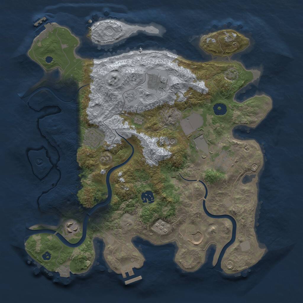 Rust Map: Procedural Map, Size: 3500, Seed: 814785579, 14 Monuments