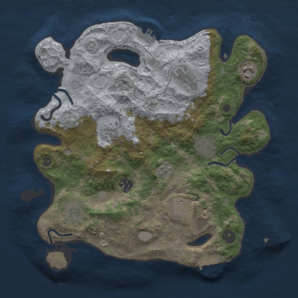 Rust Map: Procedural Map, Size: 3250, Seed: 455633027, 15 Monuments