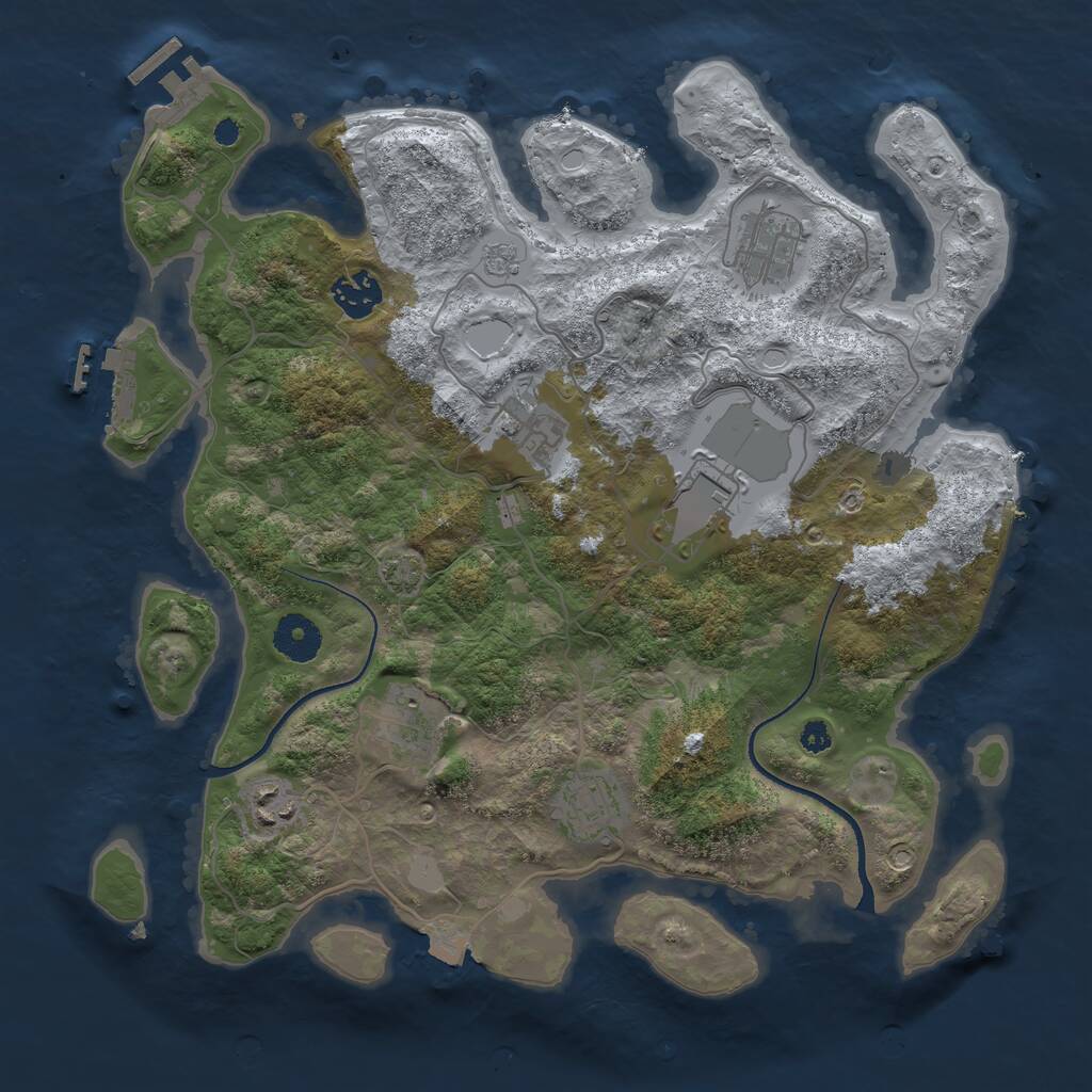 Rust Map: Procedural Map, Size: 3500, Seed: 763632515, 12 Monuments