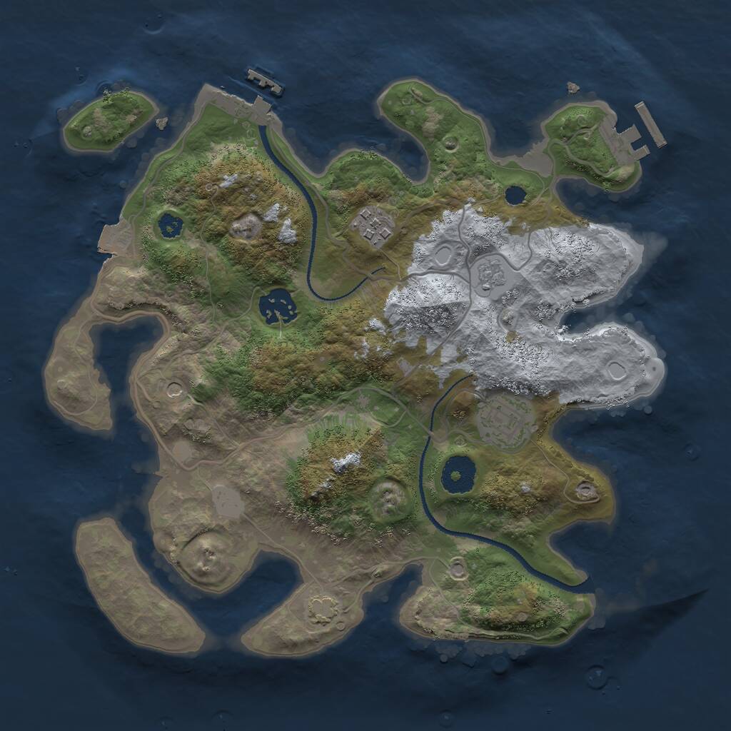 Rust Map: Procedural Map, Size: 3000, Seed: 45877, 9 Monuments