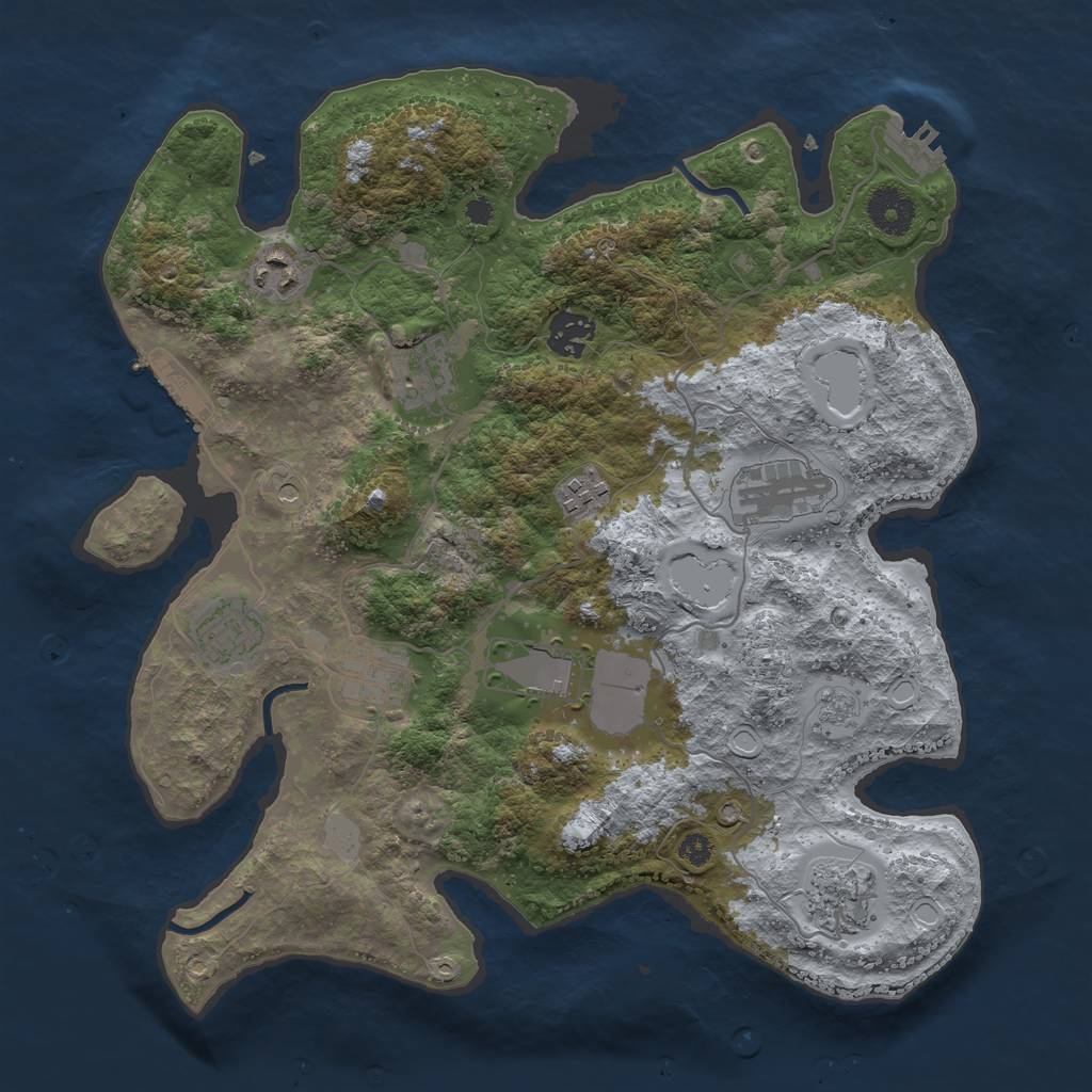 Rust Map: Procedural Map, Size: 3500, Seed: 1474607458, 16 Monuments