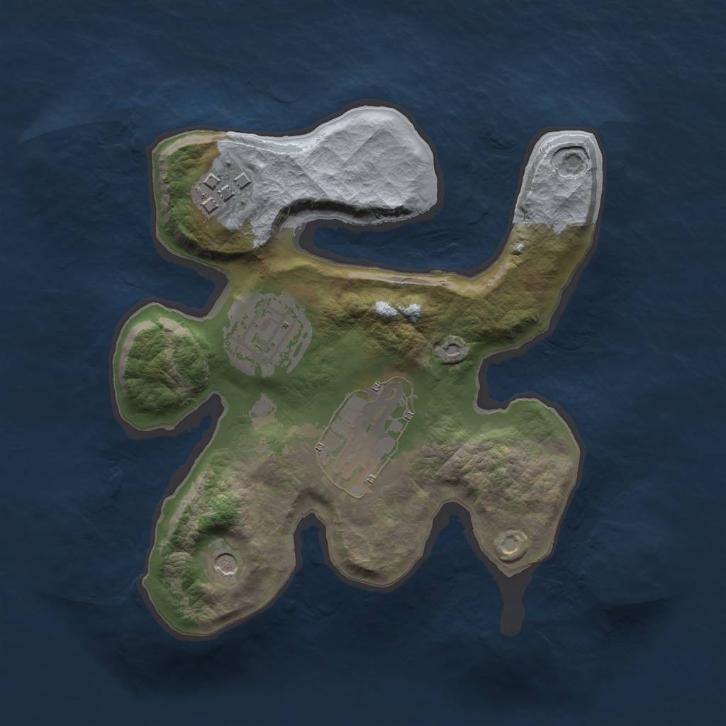 Rust Map: Barren, Size: 2000, Seed: 318508818, 6 Monuments