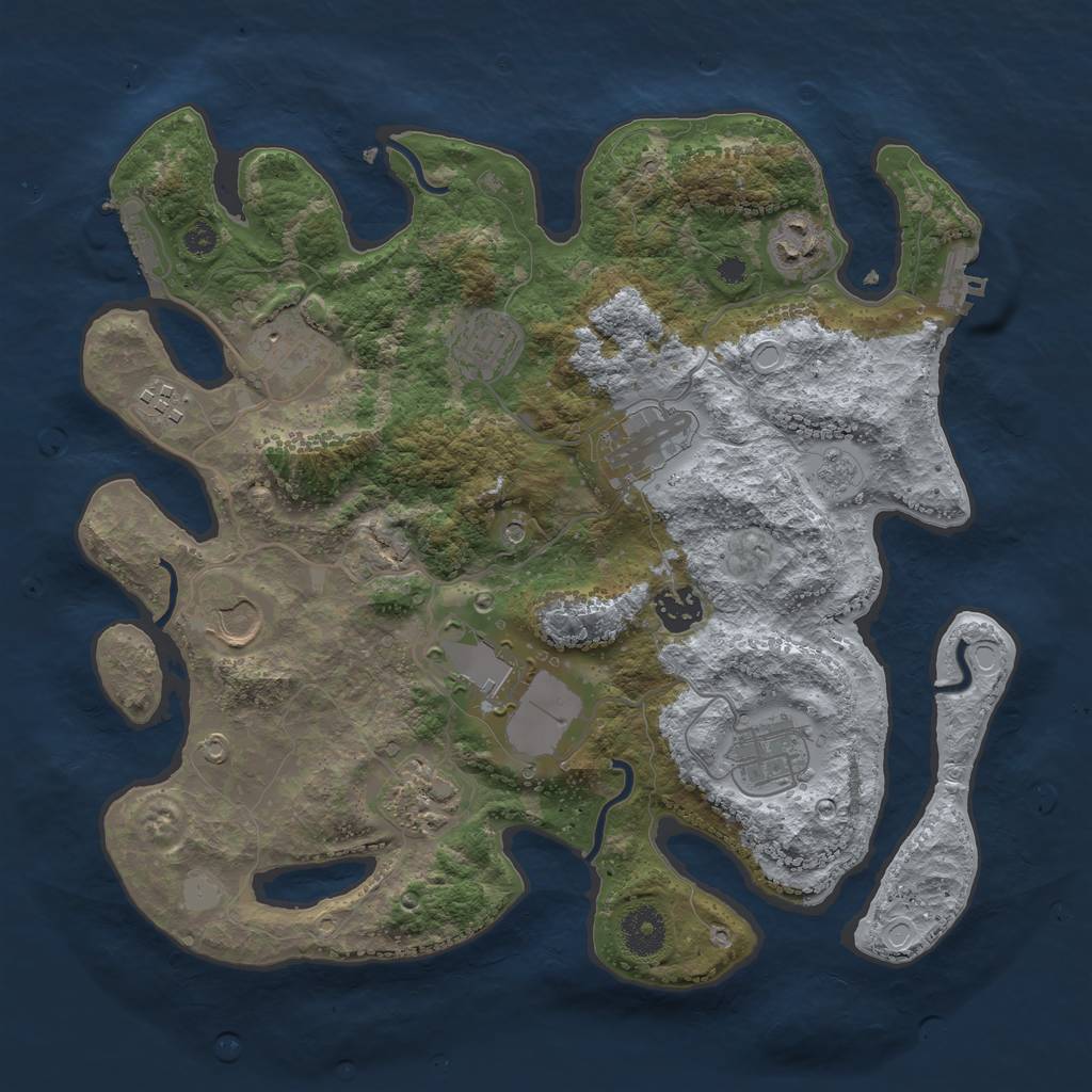 Rust Map: Procedural Map, Size: 3500, Seed: 1117787812, 17 Monuments