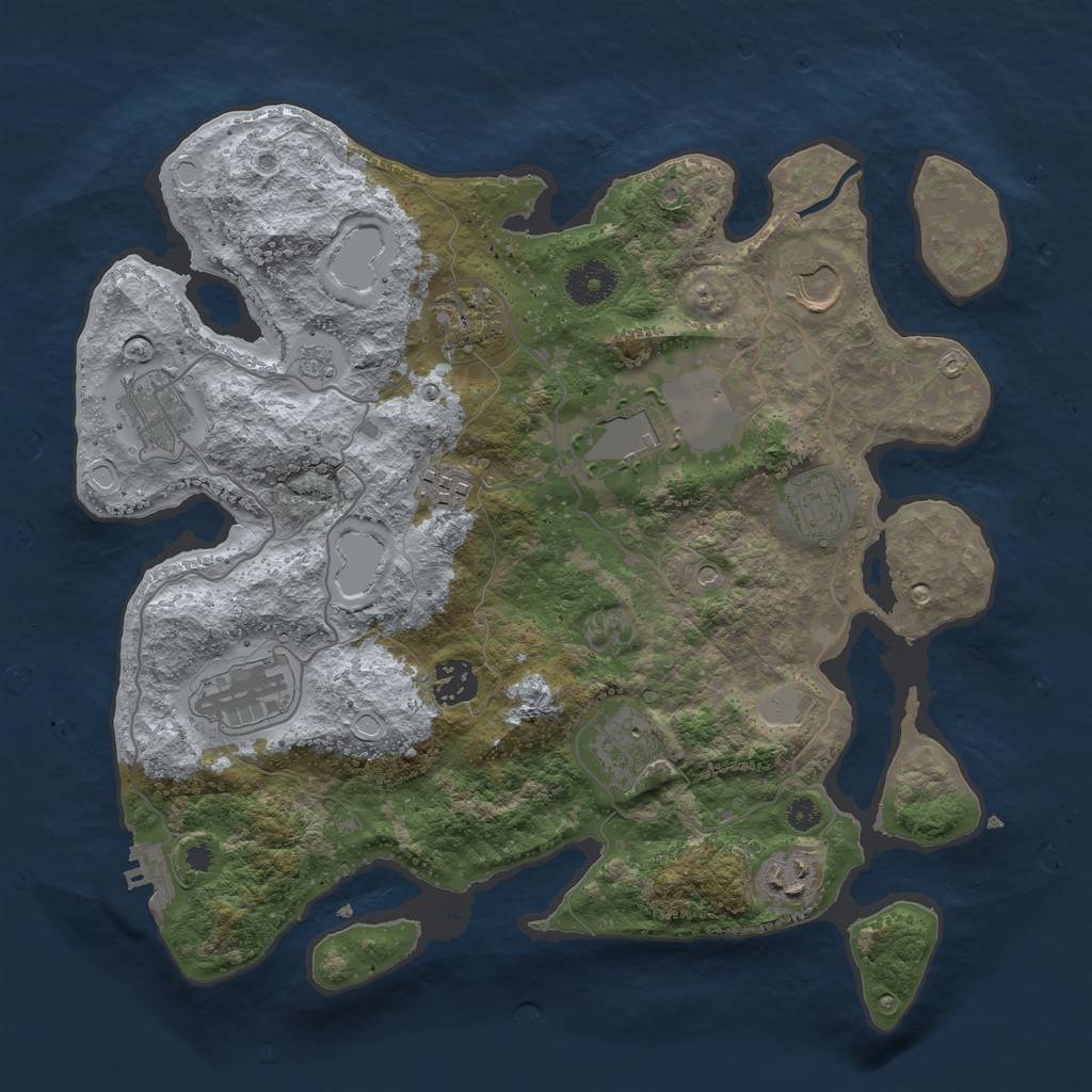 Rust Map: Procedural Map, Size: 3500, Seed: 464795722, 16 Monuments