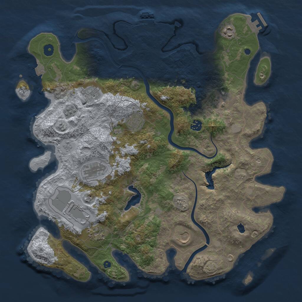 Rust Map: Procedural Map, Size: 4000, Seed: 1628333995, 16 Monuments