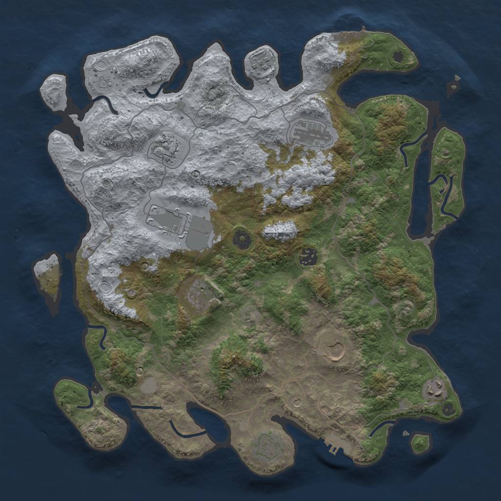 Rust Map: Procedural Map, Size: 4000, Seed: 25686, 16 Monuments