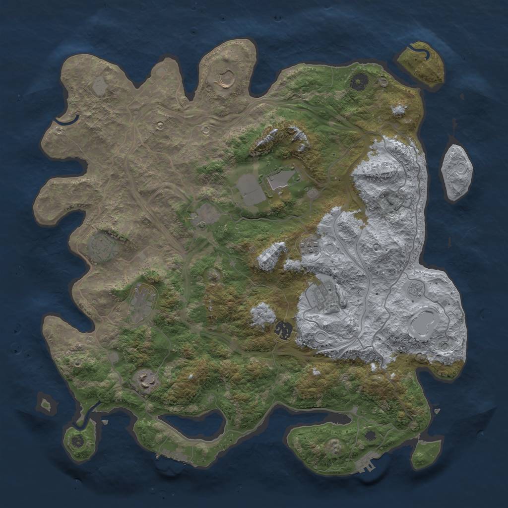 Rust Map: Procedural Map, Size: 4250, Seed: 283570149, 16 Monuments
