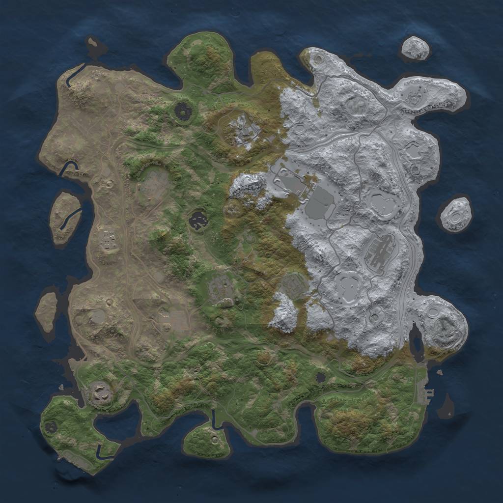 Rust Map: Procedural Map, Size: 4250, Seed: 73127949, 17 Monuments