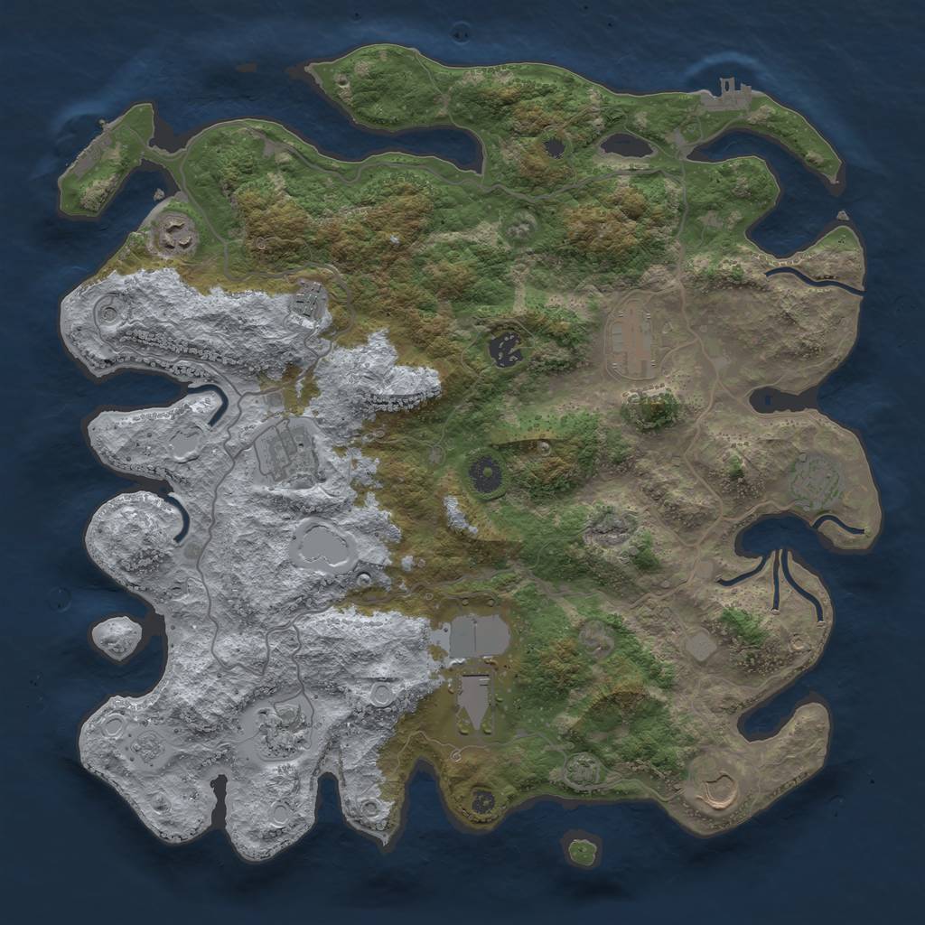 Rust Map: Procedural Map, Size: 4000, Seed: 855742798, 17 Monuments