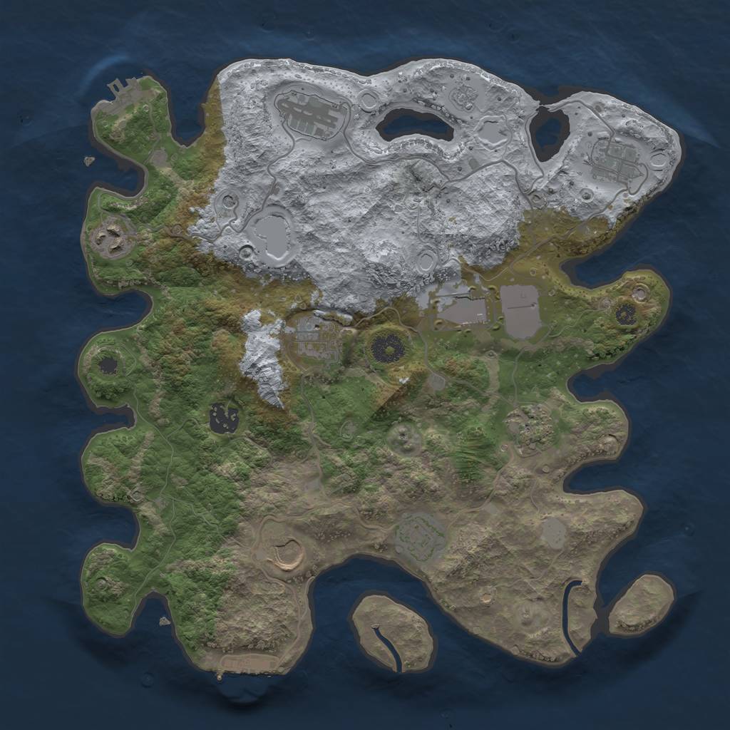 Rust Map: Procedural Map, Size: 3500, Seed: 125235445, 16 Monuments