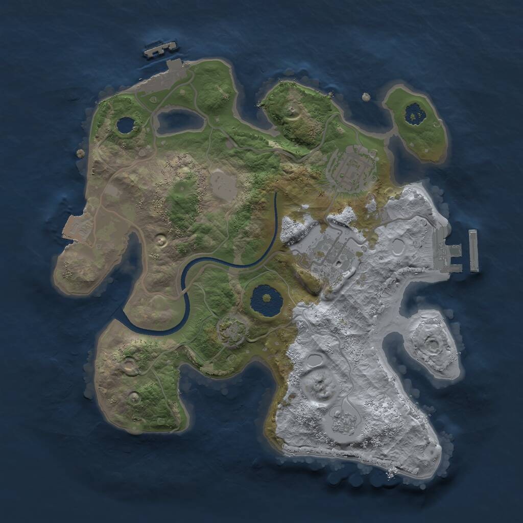 Rust Map: Procedural Map, Size: 2500, Seed: 12341, 7 Monuments