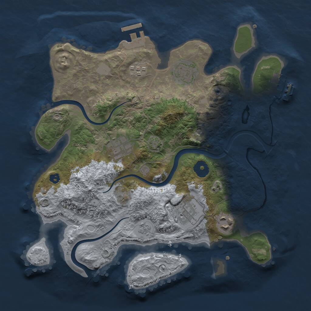Rust Map: Procedural Map, Size: 3000, Seed: 36591991, 11 Monuments