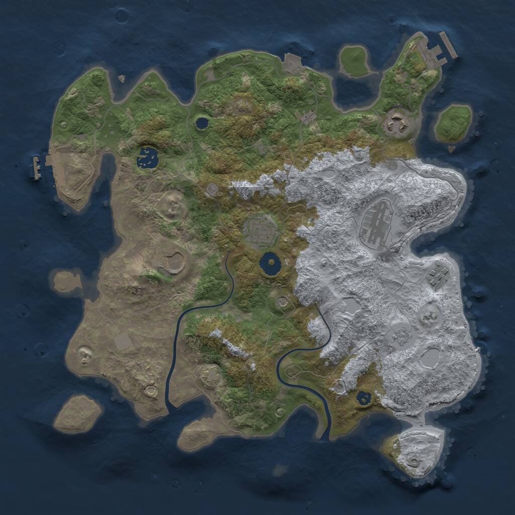 Rust Map: Procedural Map, Size: 3500, Seed: 321578209, 12 Monuments