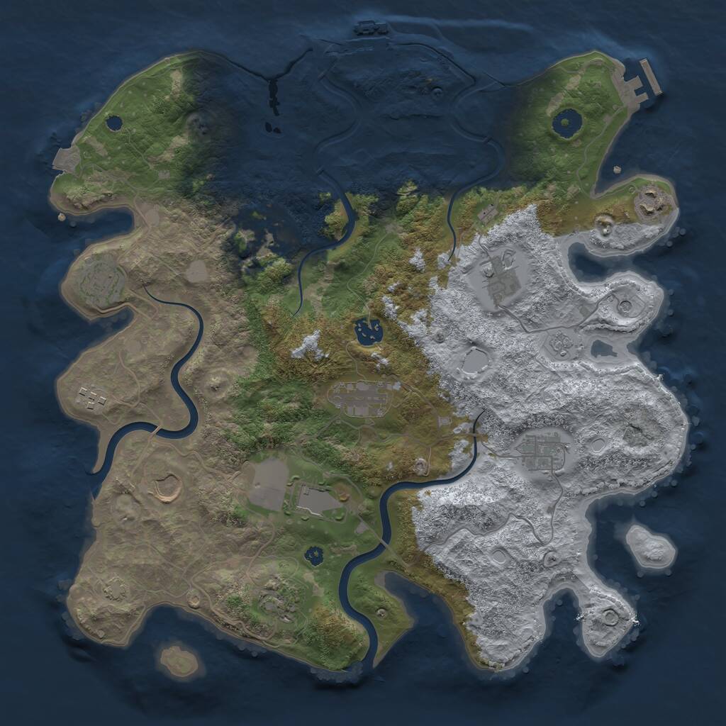 Rust Map: Procedural Map, Size: 3850, Seed: 1719404872, 17 Monuments