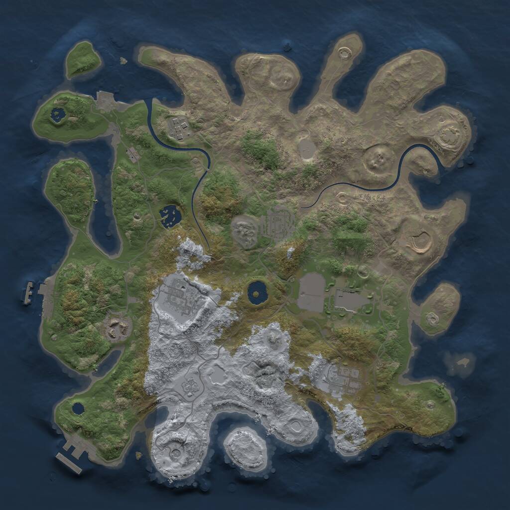 Rust Map: Procedural Map, Size: 3500, Seed: 16110294, 14 Monuments