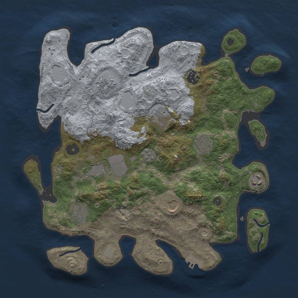 Rust Map: Procedural Map, Size: 3600, Seed: 21104, 15 Monuments