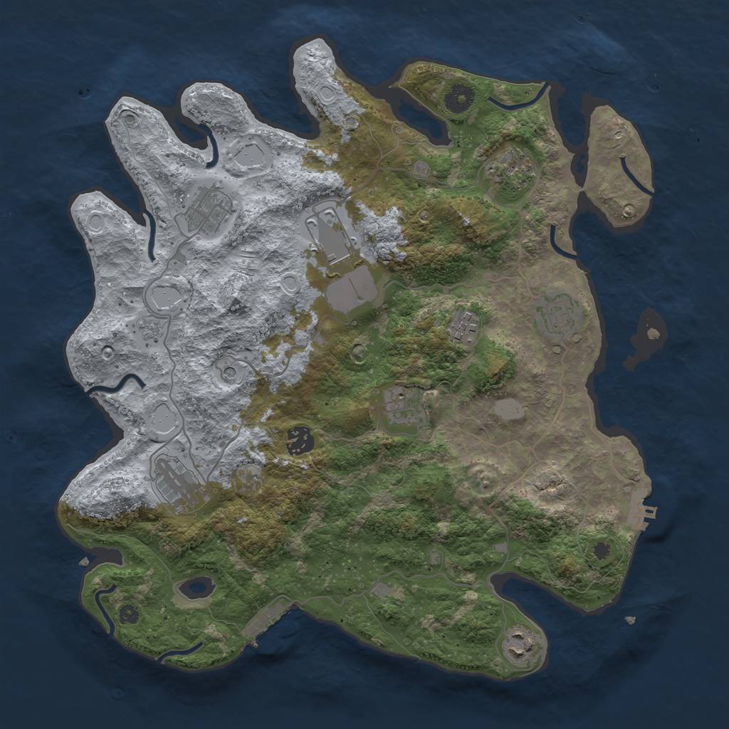 Rust Map: Procedural Map, Size: 3750, Seed: 12881183, 16 Monuments