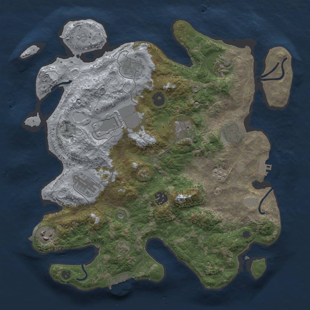 Rust Map: Procedural Map, Size: 3500, Seed: 2138271000, 16 Monuments
