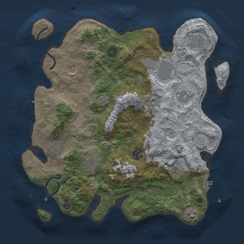 Rust Map: Procedural Map, Size: 3500, Seed: 450474828, 17 Monuments
