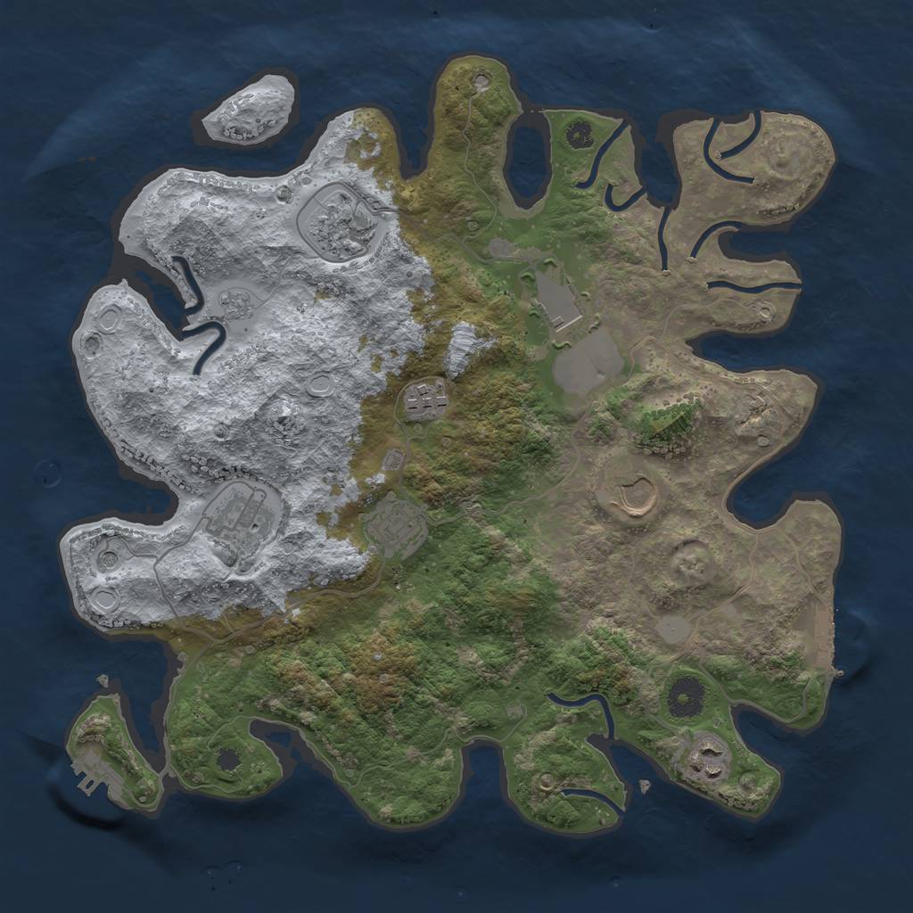 Rust Map: Procedural Map, Size: 3500, Seed: 117516373, 14 Monuments