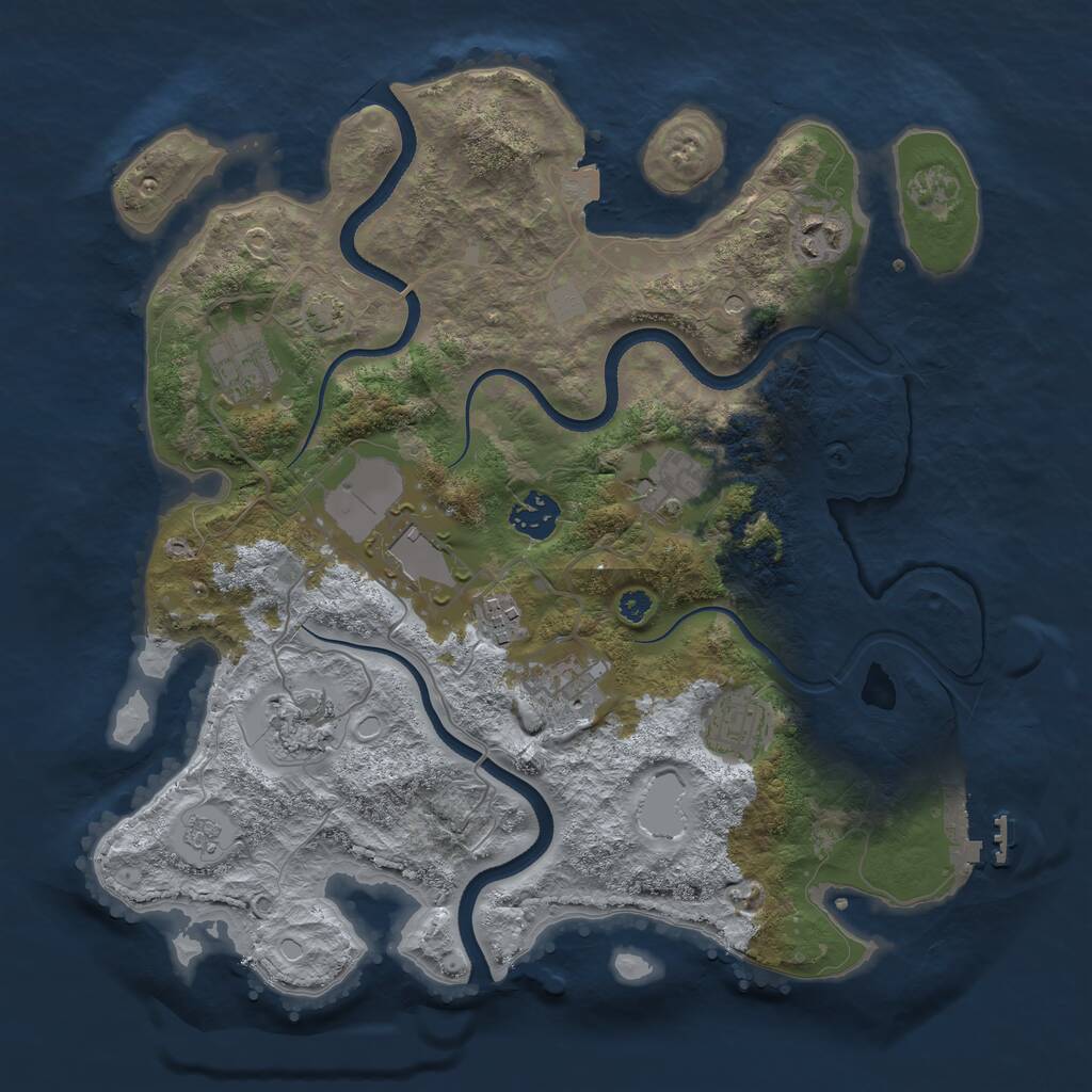 Rust Map: Procedural Map, Size: 3500, Seed: 511693751, 14 Monuments