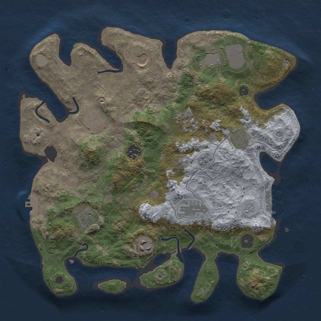 Rust Map: Procedural Map, Size: 3500, Seed: 2098056159, 17 Monuments