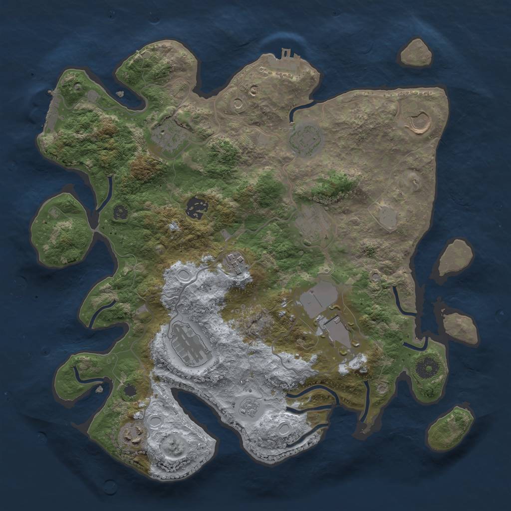 Rust Map: Procedural Map, Size: 3500, Seed: 1138251047, 16 Monuments
