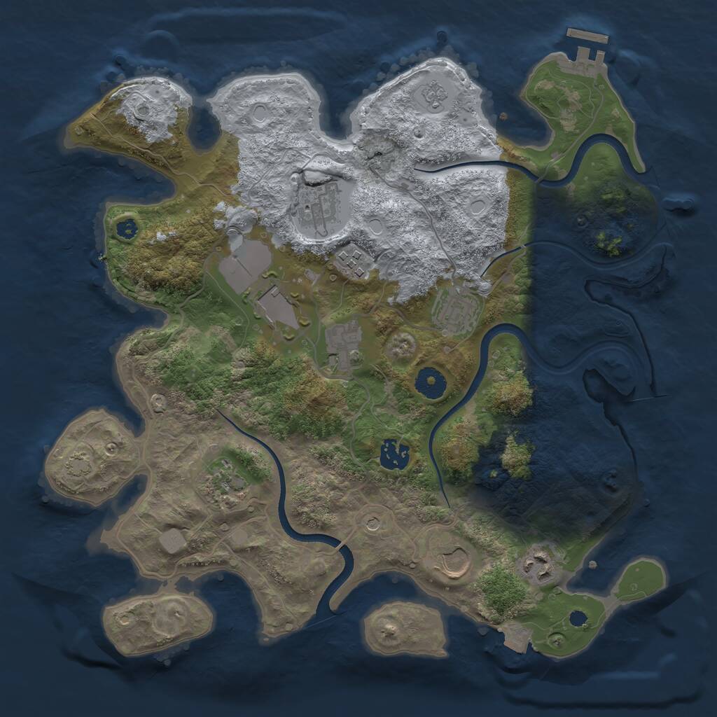 Rust Map: Procedural Map, Size: 3500, Seed: 68985304, 14 Monuments