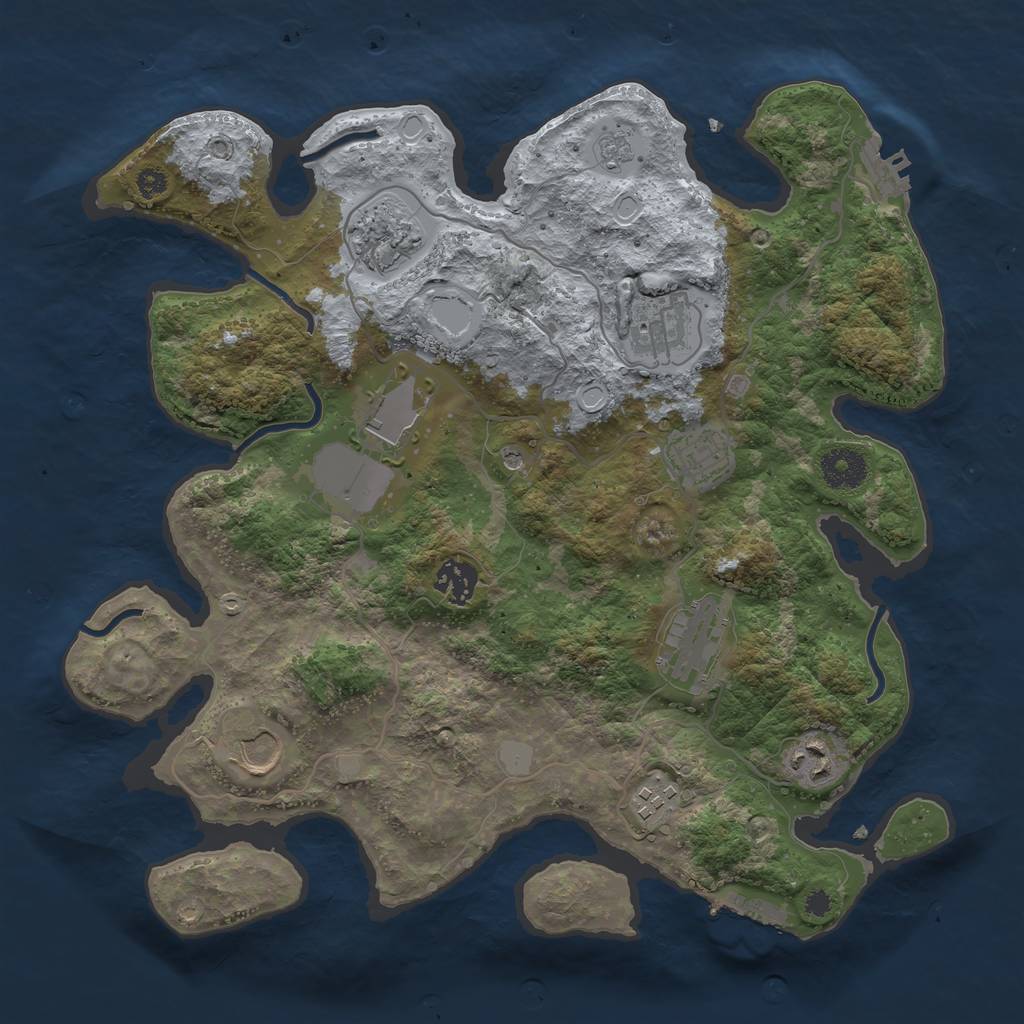 Rust Map: Procedural Map, Size: 3500, Seed: 68985304, 16 Monuments