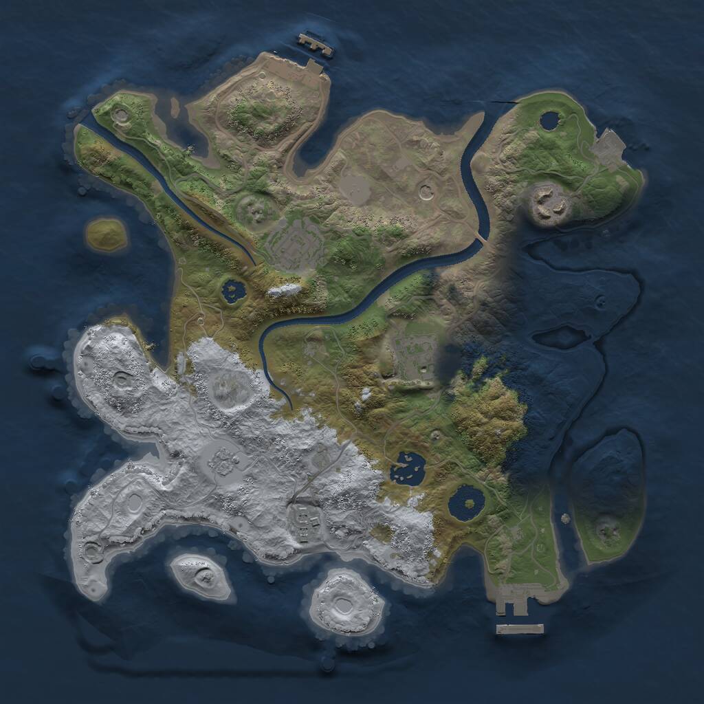 Rust Map: Procedural Map, Size: 3000, Seed: 14580, 10 Monuments