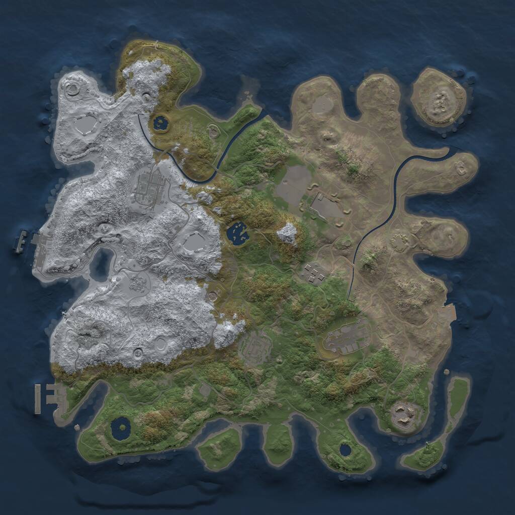 Rust Map: Procedural Map, Size: 3500, Seed: 2624789, 13 Monuments