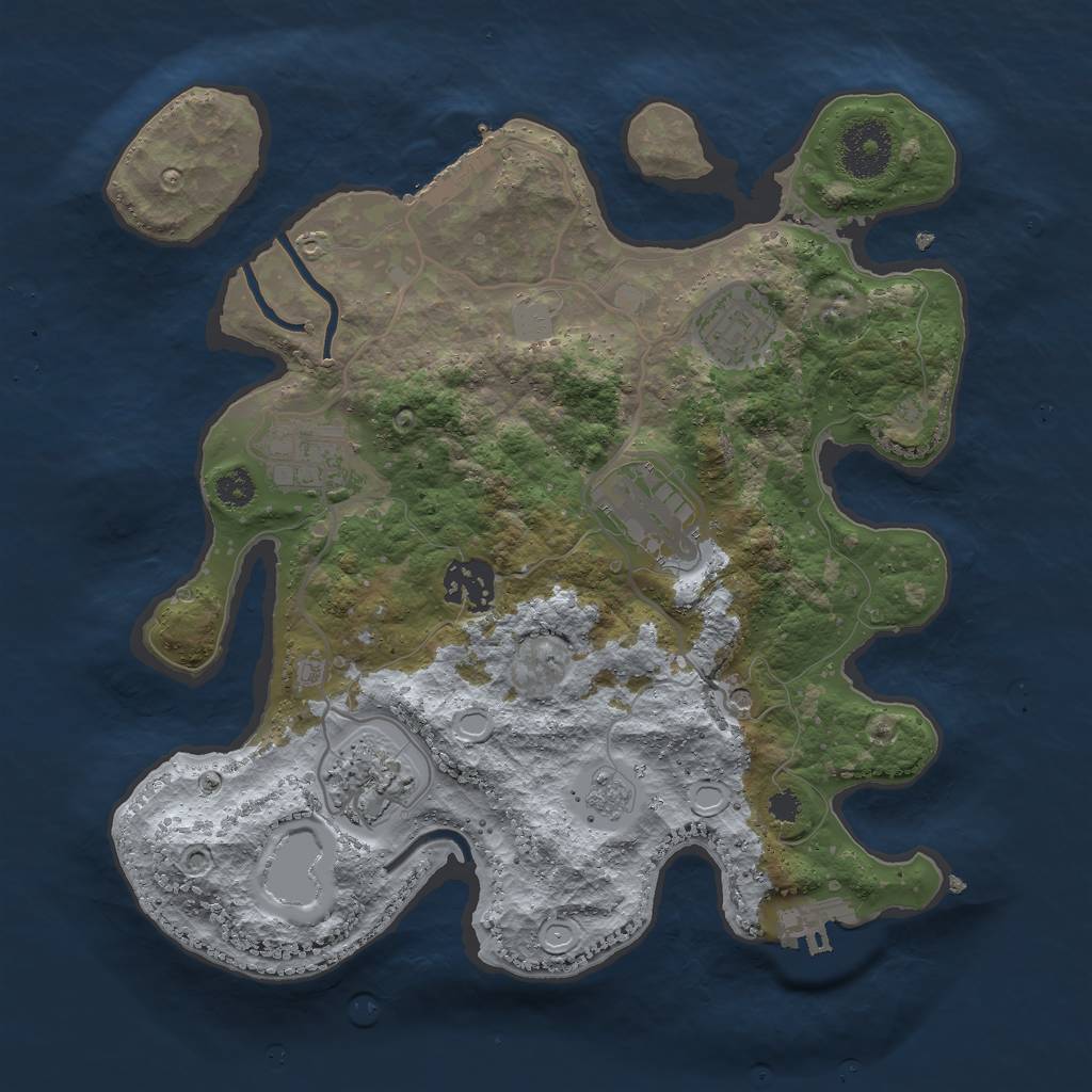 Rust Map: Procedural Map, Size: 3000, Seed: 2107956, 12 Monuments