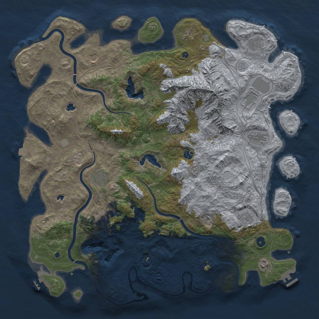 Rust Map: Procedural Map, Size: 5000, Seed: 372514839, 17 Monuments