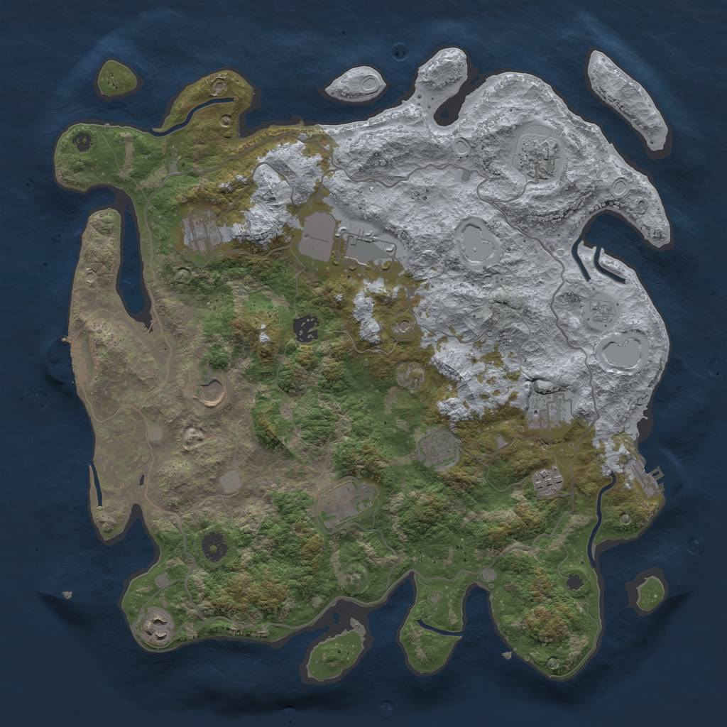 Rust Map: Procedural Map, Size: 4000, Seed: 1585873667, 17 Monuments