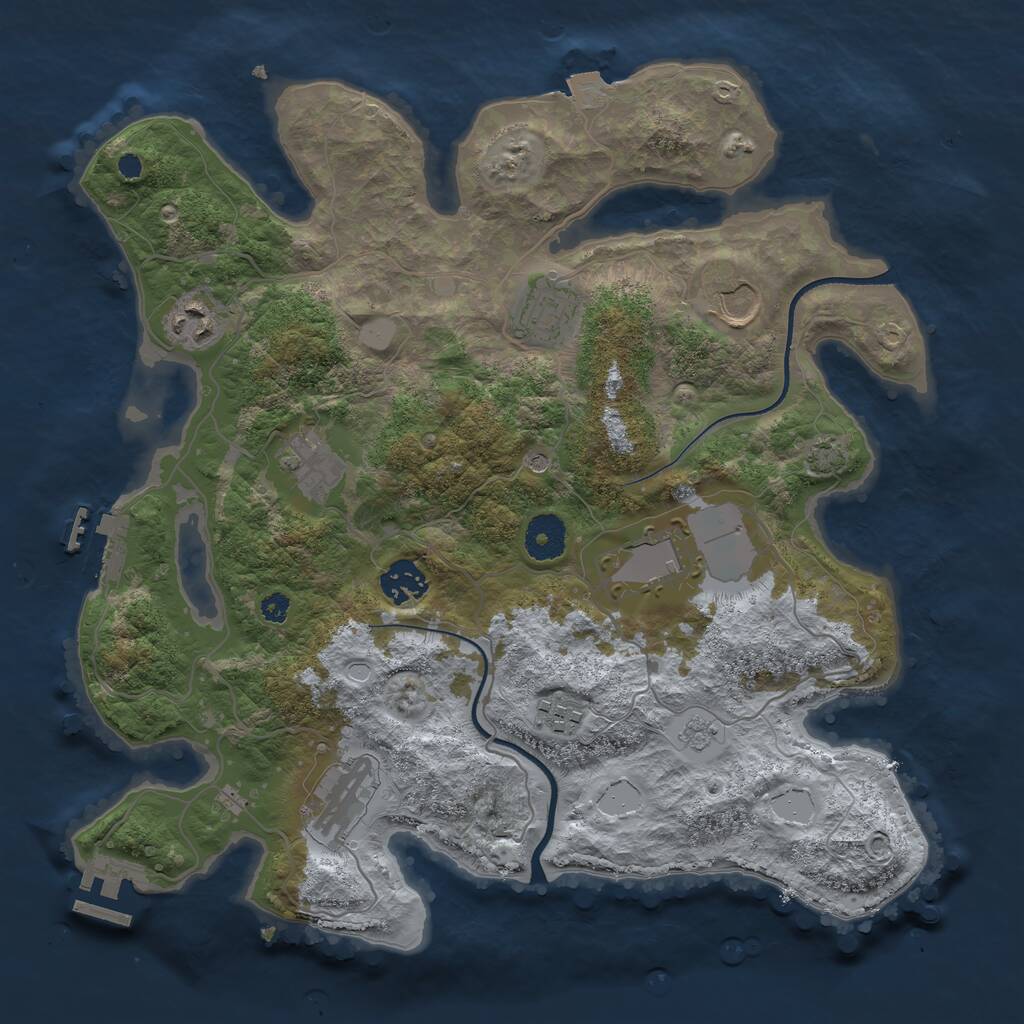 Rust Map: Procedural Map, Size: 3500, Seed: 425442901, 14 Monuments