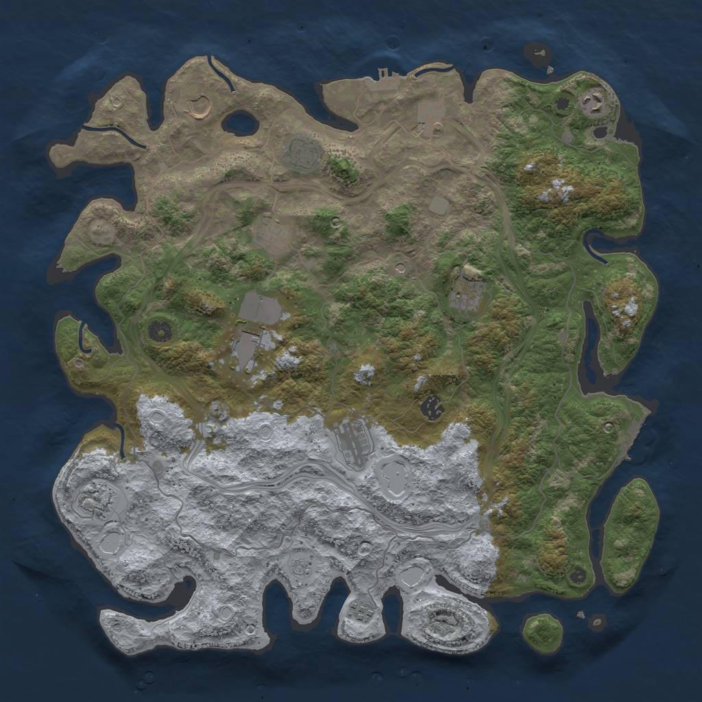 Rust Map: Procedural Map, Size: 4500, Seed: 1583970548, 18 Monuments