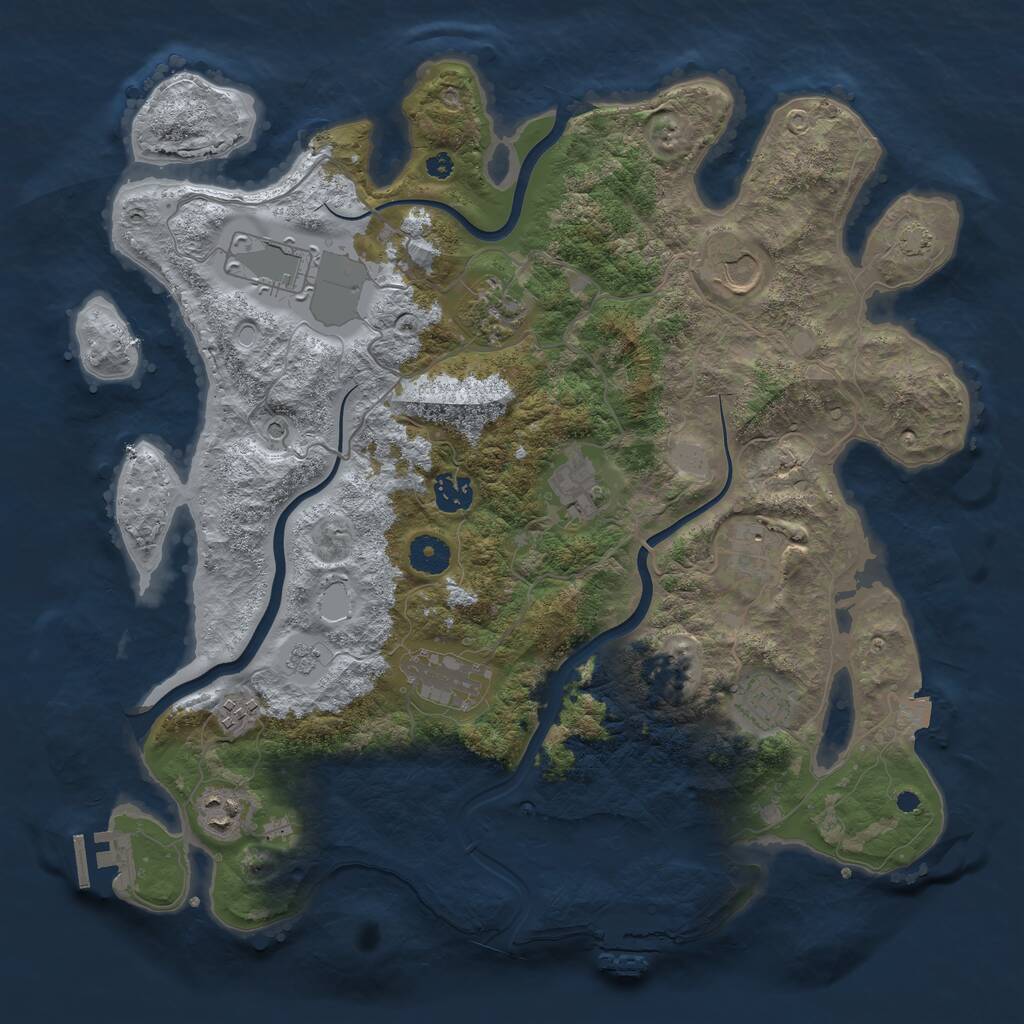 Rust Map: Procedural Map, Size: 3850, Seed: 1421822377, 16 Monuments