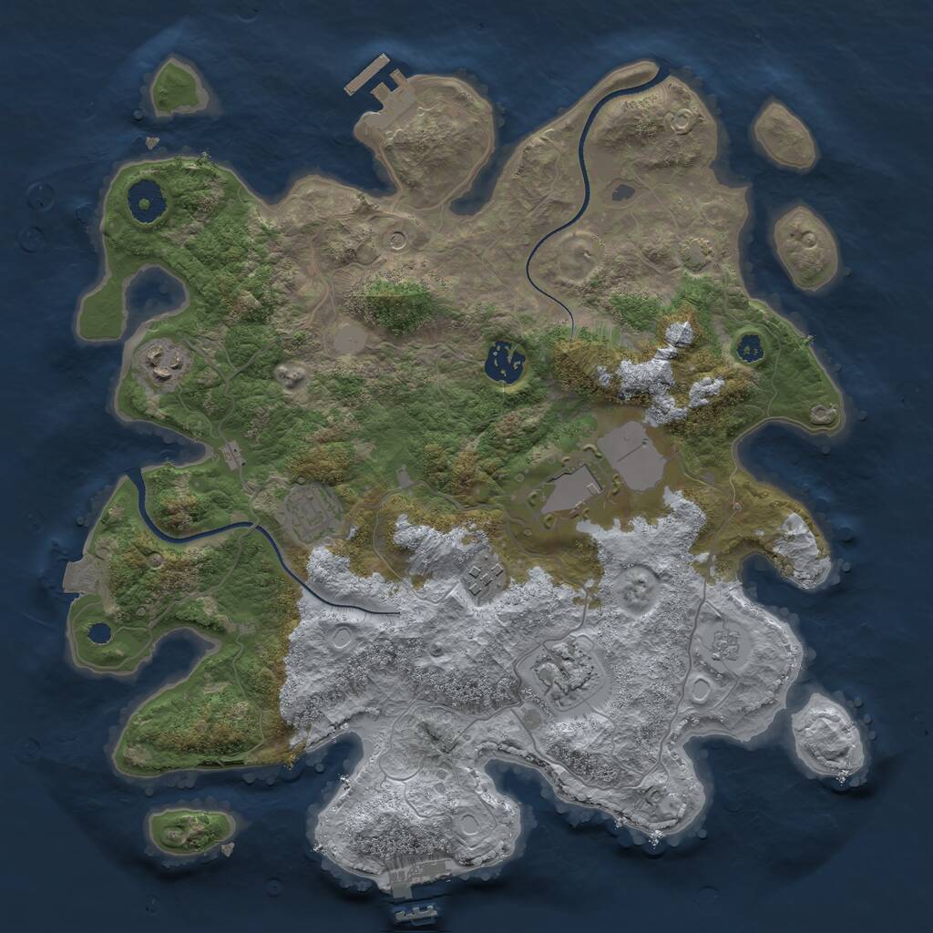 Rust Map: Procedural Map, Size: 3500, Seed: 1305321287, 12 Monuments