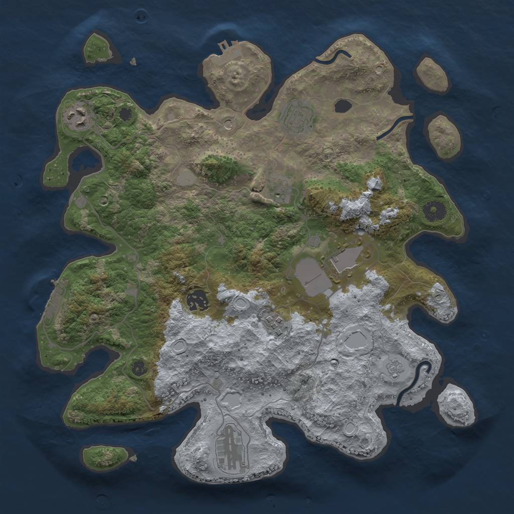 Rust Map: Procedural Map, Size: 3500, Seed: 1305321287, 14 Monuments