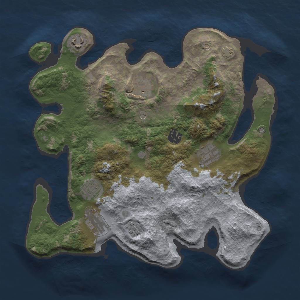 Rust Map: Barren, Size: 3200, Seed: 5878, 11 Monuments